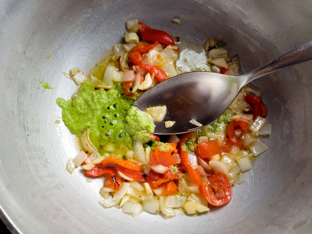 Step-by-Step Sautéing the Aromatics for Making arroz con gandules