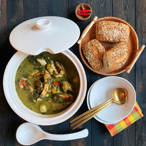 Serving  of callaloo  soup