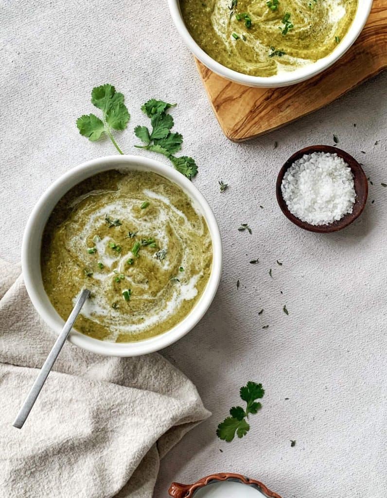 Callaloo soup with coconut milk