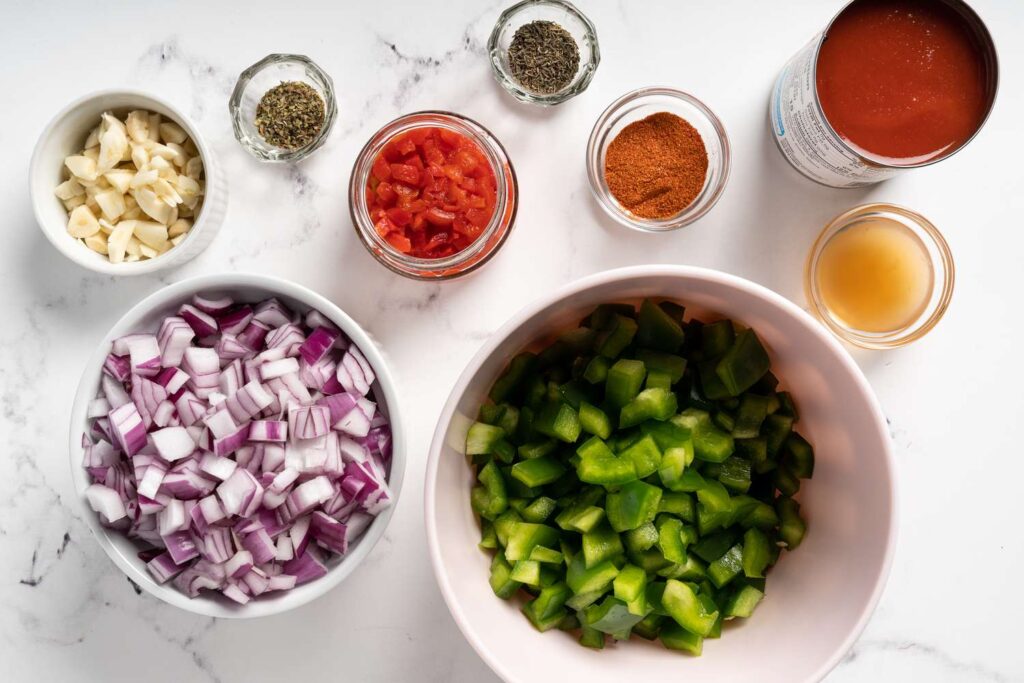 chop Ingredients for sofrito