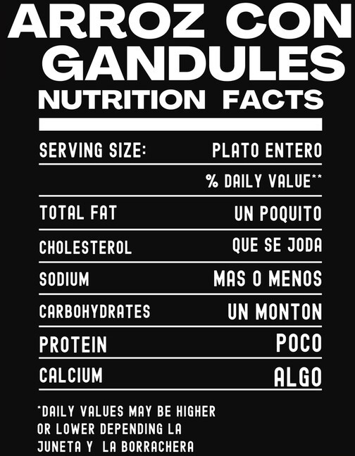 NUTRITIONAL VALUE OF ARROZ CON GANDULE