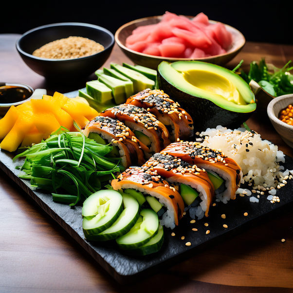 Jerk Chicken Sushi Rolls taste great with some sides. Try some sweet mango slices or a simple salad. For sauces, you can use soy sauce, but why not try something new? A little honey mixed with soy sauce can be a sweet surprise!