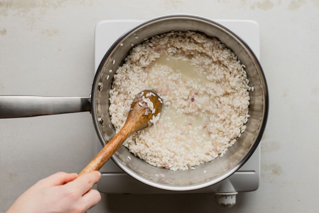 cooking process Risotto 