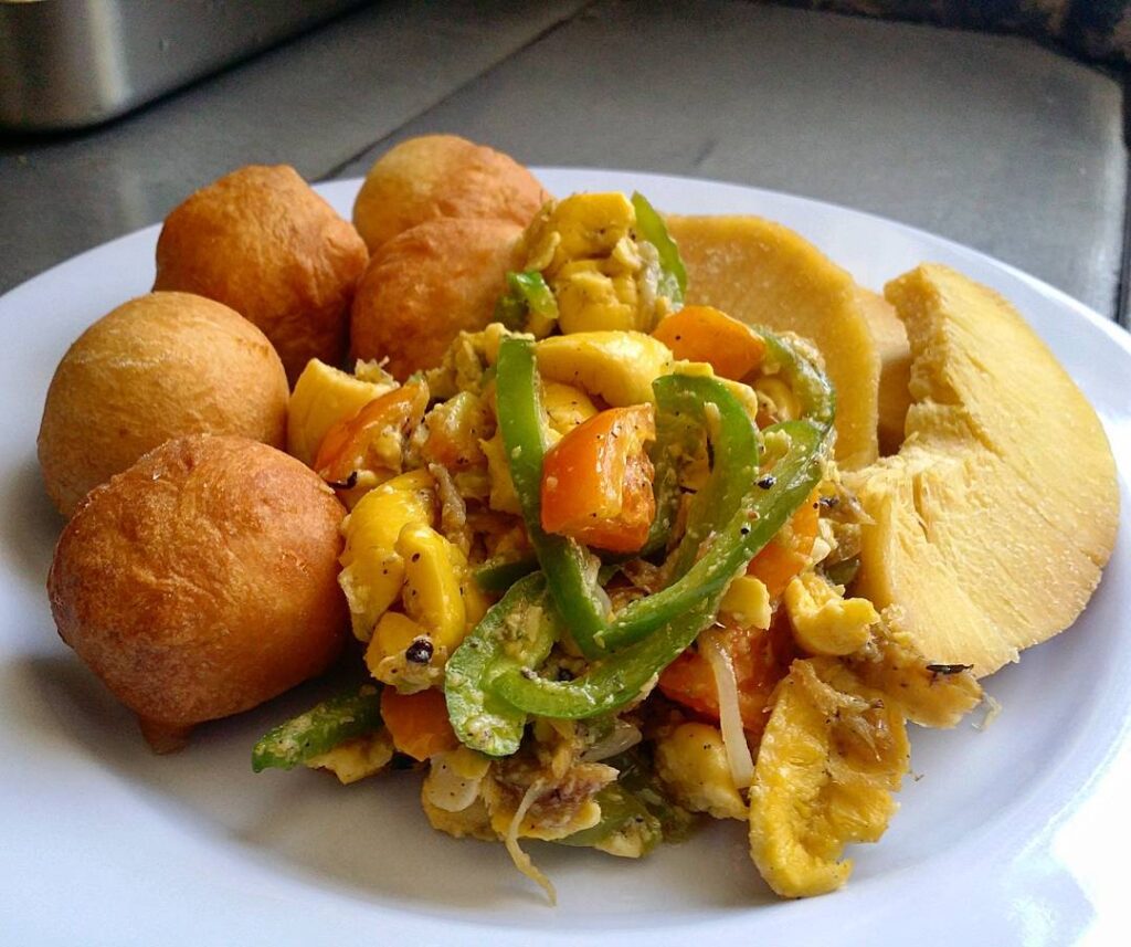 Serving Suggestions of  ackee and salt fish