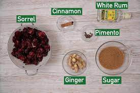 Ingredients List to Making Sorrel Drink with Rum