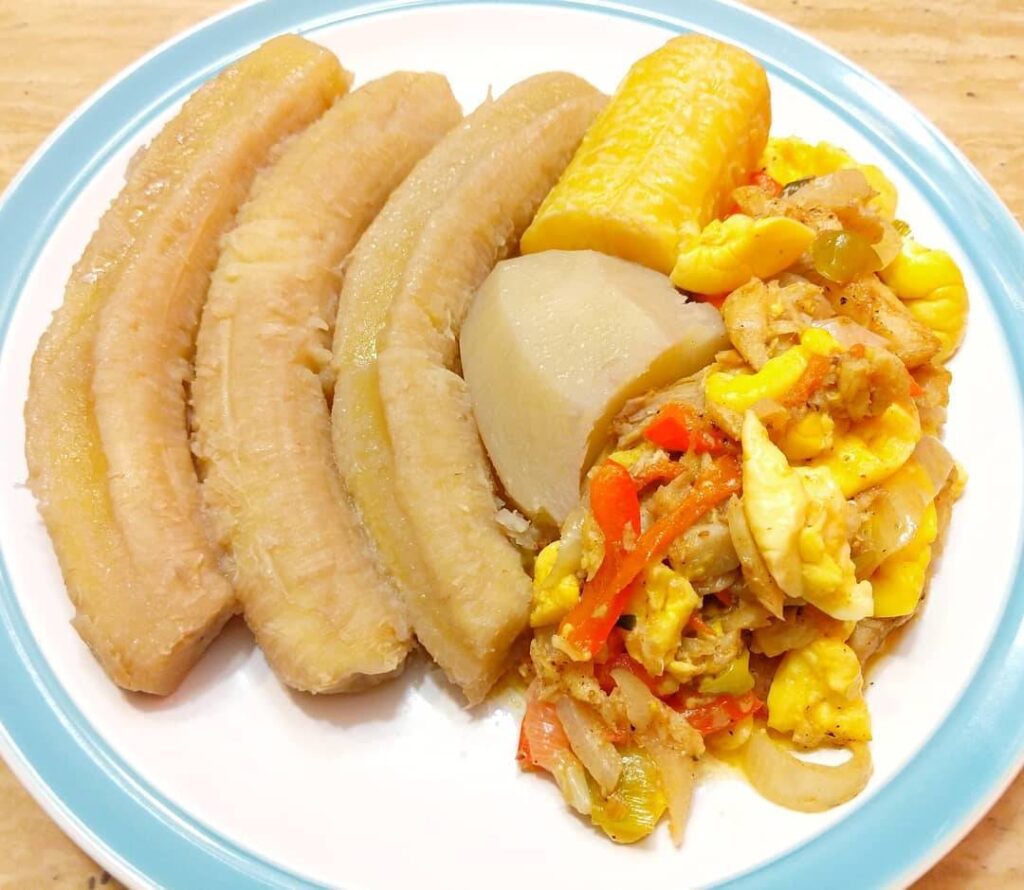 Green banana and saltfish