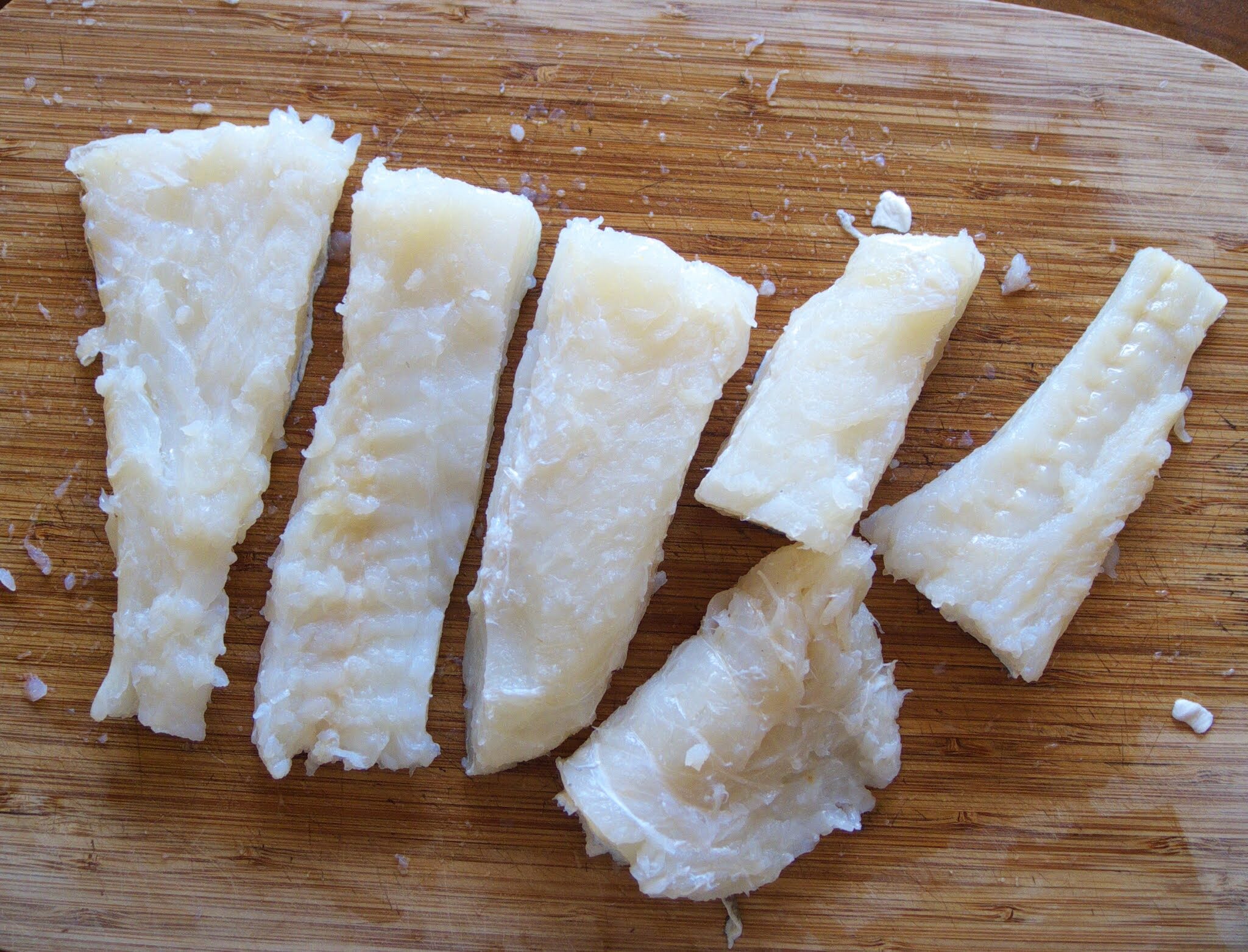 Cut Even Pieces of Bacalao