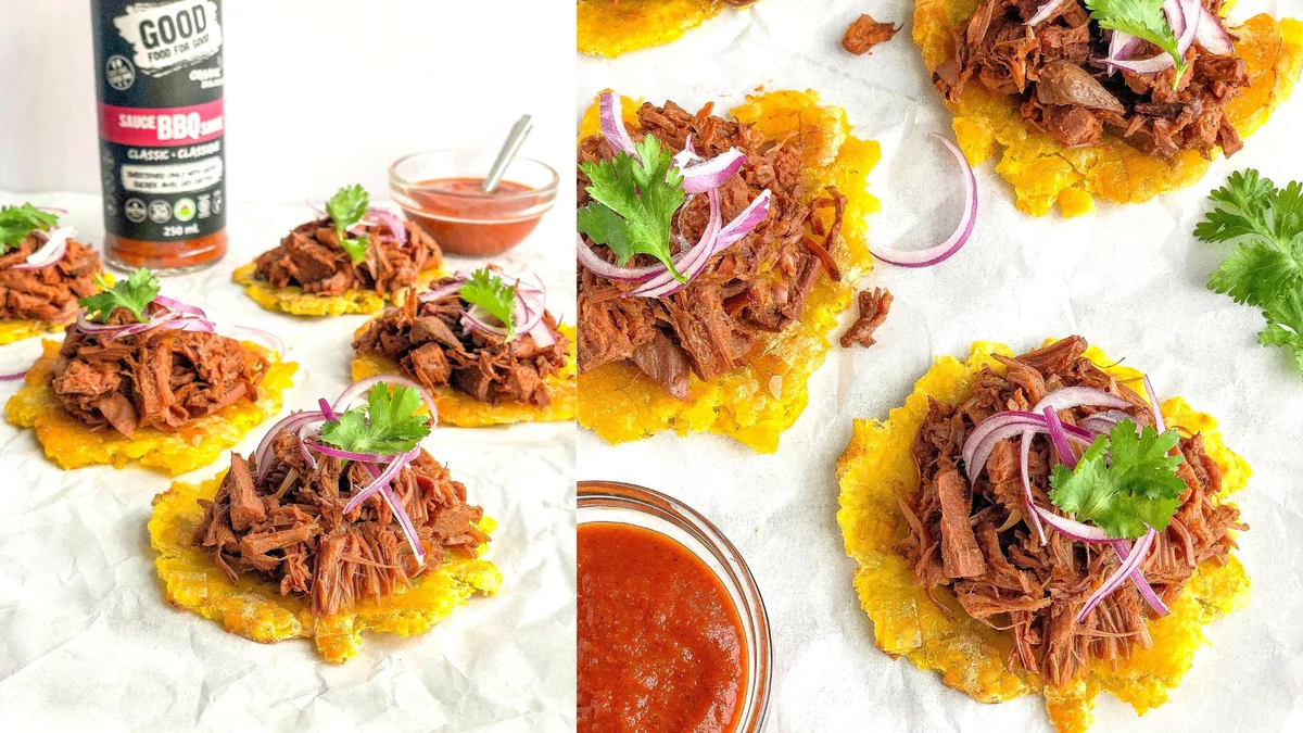 TOSTONES WITH PULLED PORK
