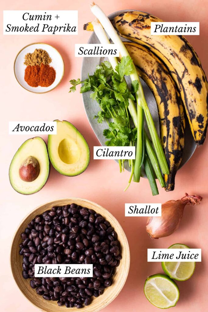 Green plantains, Cooking oil ,Salt ( Desired filigreed beef, black beans, cheese, guacamole, etc.)