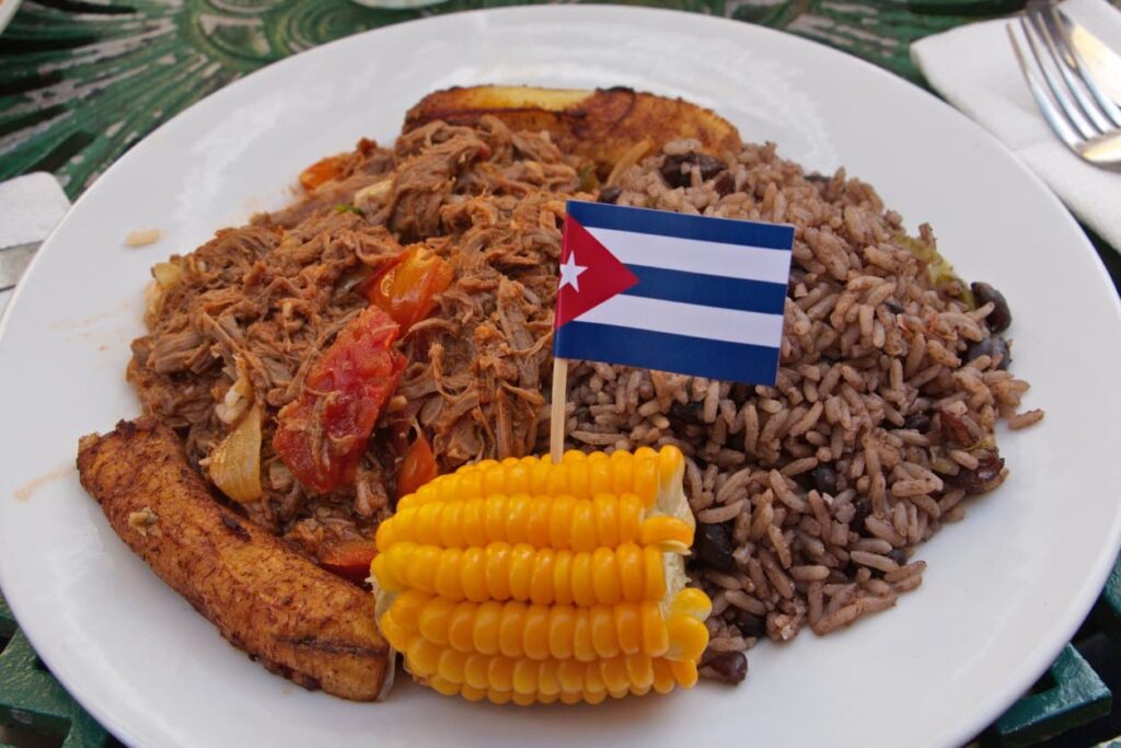 Cuban Food With A Flag 