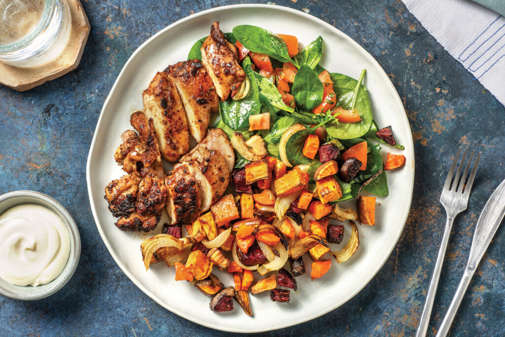Colorful Veggies with Jerk Chicken