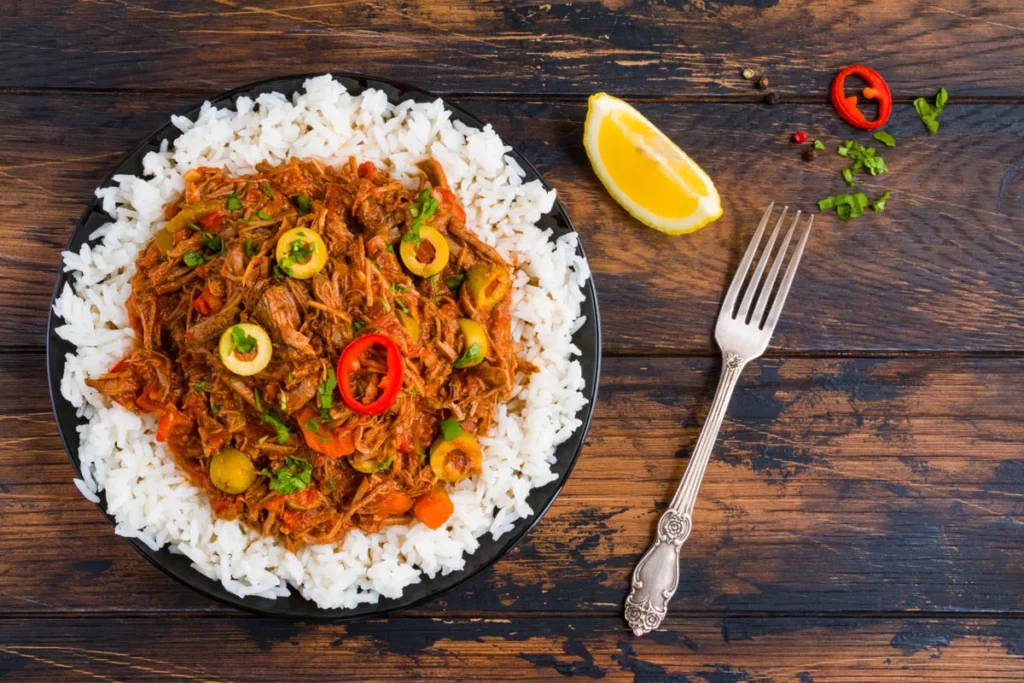 Ropa Vieja Serving With Rice