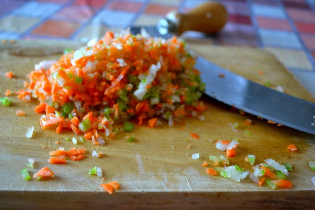 Preparing the Sofrito Vegetables: Chopping, Mincing, and Sautéing